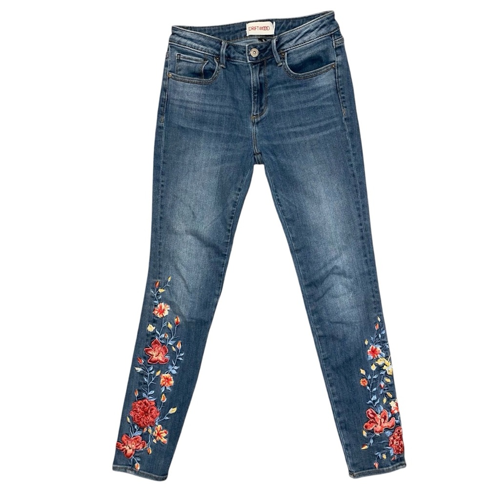 The Jackie Driftwood Jean Flower Embroidered Size 25